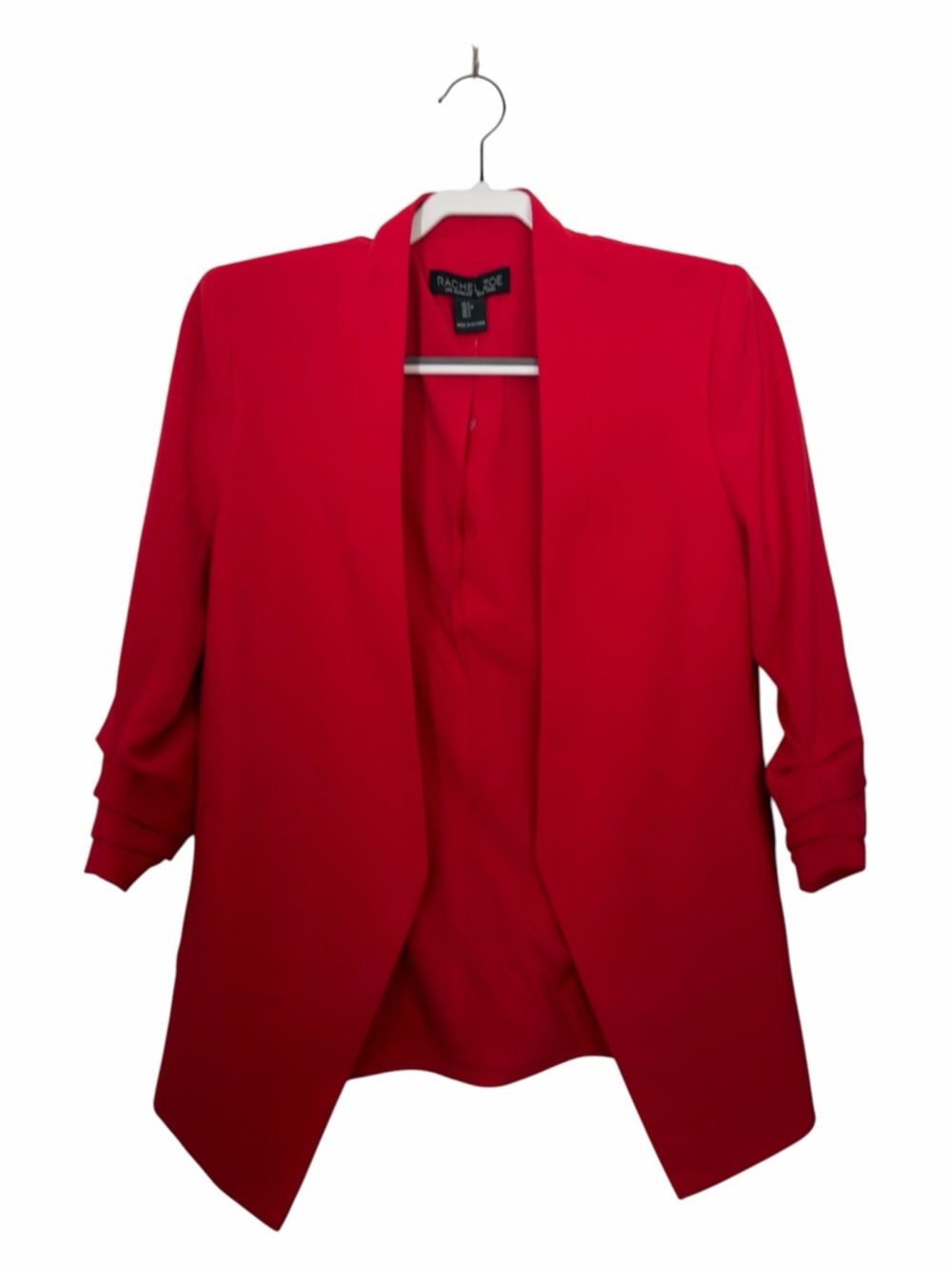 Rachel Zoe Red 3/4 Scrunched Sleeves Open Blazer